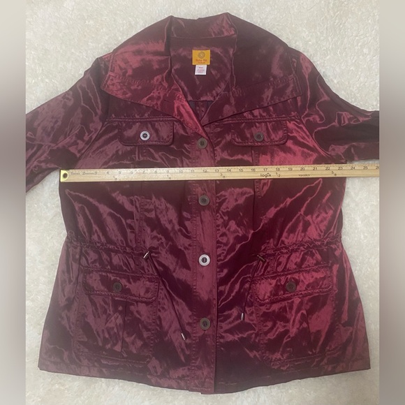 Ruby Rd Metallic Cranberry Red, Button Front, Drawstring Waist Jacket..EC Sz 16W - Picture 7 of 14